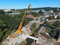 Hanyš - stavba mostu - nadměrný náklad & jeřáb - heavy transport & crane - Schwertransport & Kran