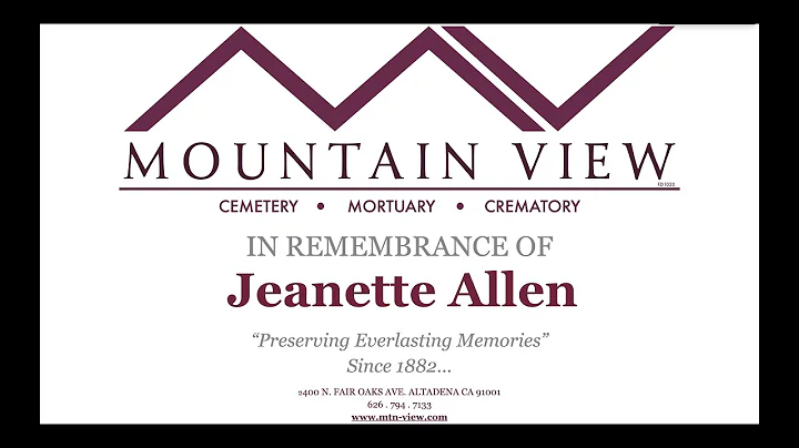 IN LOVING MEMORY OF Jeanette Allen