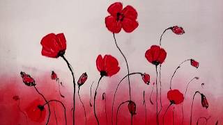 painting poppies easy acrylic asmr