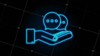Celebrity Neon Chat Message Bubbles icon hanging over hands on blue background. motion graphic Wealth