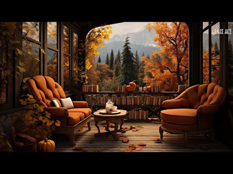 Autumn Rainy Day in Cozy Coffee Shop with Smooth Piano Jazz Music for Relaxing, Studying, Working