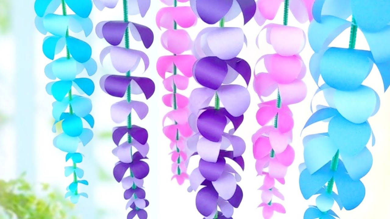 Easy Origami] Enjoy a wisteria trellis indoors! ✨Wisteria flowers