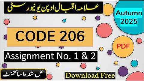 ⏩ AIOU Code 206 Solved Assignment No.1 & 2 Autumn 2025 || Subject: Family Health and Care || Matric