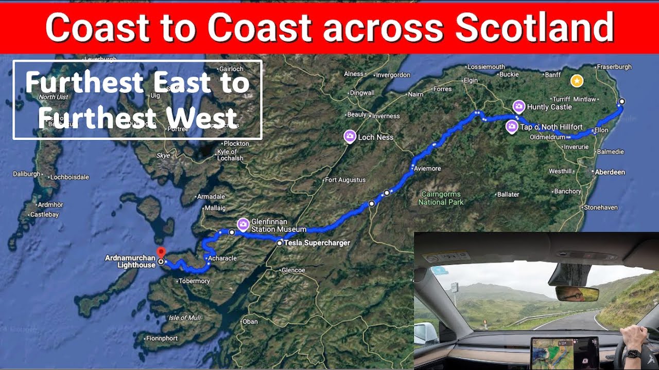Another Tesla road trip - going very off grid as I cross Scotland at its widest point