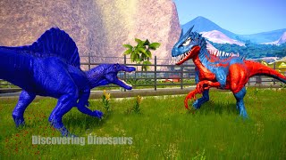 New Skin Indominus Rex Vs Spinosaurus Blue, Giganotosaurus, T-rex, Indoraptor, Stegosaurus , Veloci