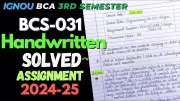 BCS-031 HANDWRITTEN Solved Assignment Jan 2025 || IGNOU BCA 3rd Semester Handwritten Assignment 2025