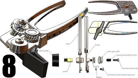 8- Project 22| Tin Opener |SolidWorks Tutorial: add gear mates, pin, washer, screws, motion, trailer