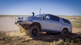 Bogged in the remote Simpson Desert! Starting out the Madigan Line on our double crossing!