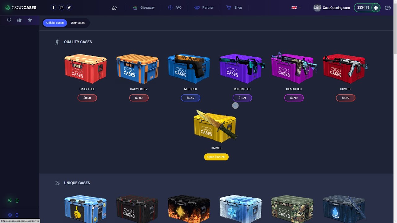 Case opening na stránce CSGOCASES - YouTube