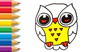How to Draw Owl Coloring and Drawing with Colored Markers | Colouring Videos for Kids