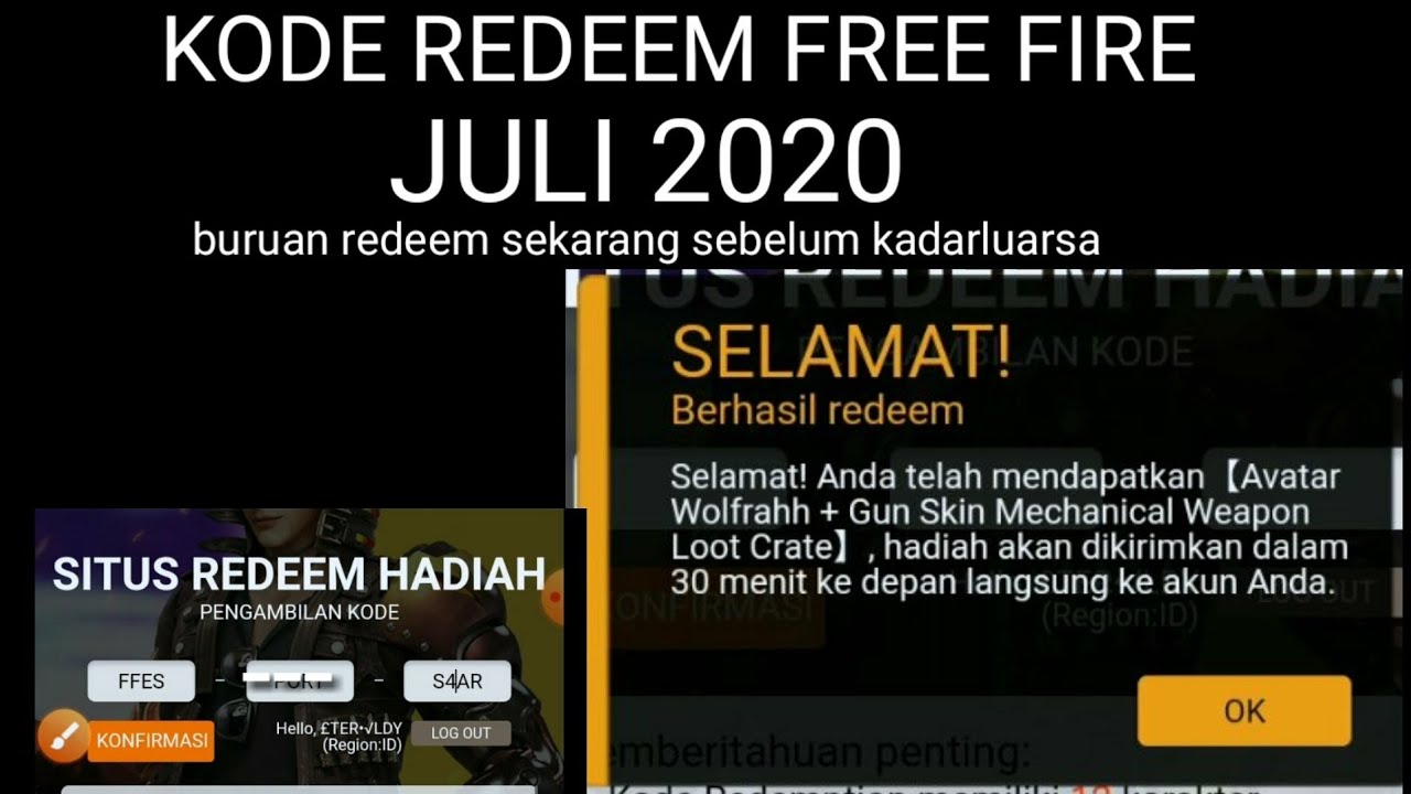 Kode Redeem Free Fire Terbaru Juli 2020 Youtube