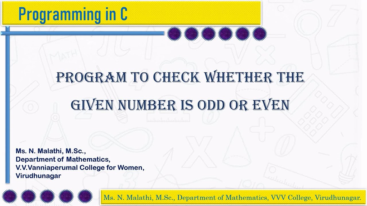 C Program to check whether the number is odd or even - YouTube