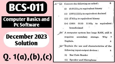 Number Conversation(binary, decimal, hexadecimal) | RAM and Secondary Storage | Bcs 011 Dec23 answer