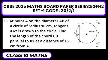 At point A on the diameter AB of a circle of radius 10 cm, tangent XAY is drawn to the circle.
