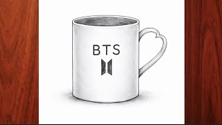 How to draw BTS cup | BTS  army cup drawing easy | BTS Cup 🍵 drawing |Cup drawing easy 