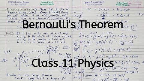 Bernoullis Theorem | Chapter 9 | Mechanical Properties of Fluids | Class 11 Physics