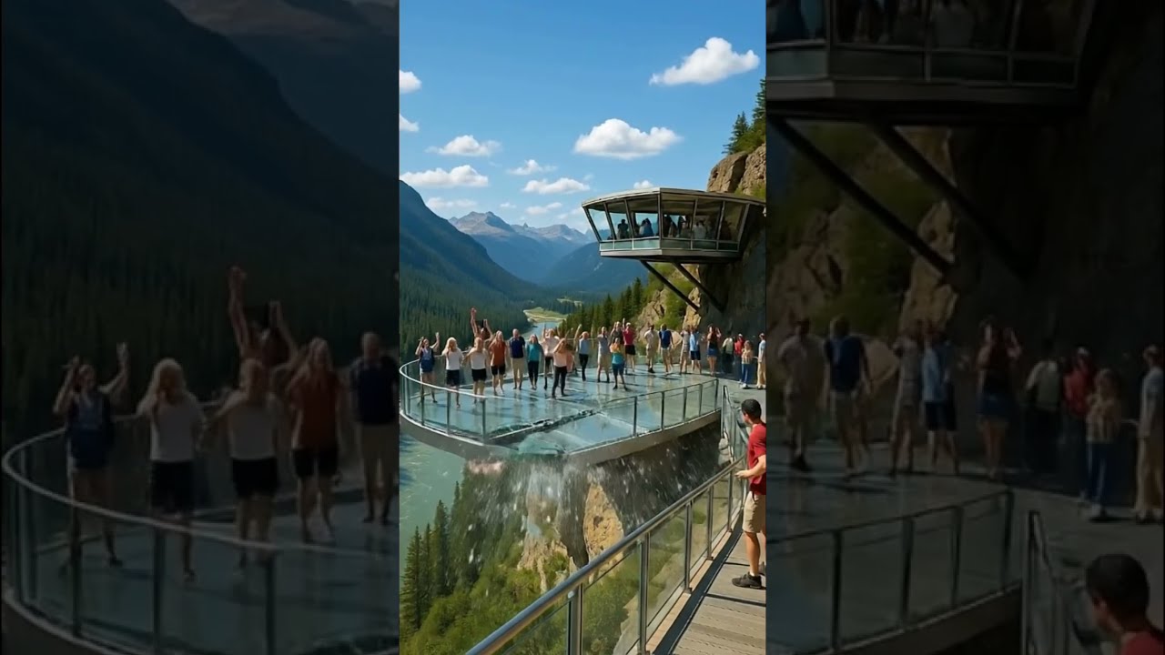 Terrifying Moment Glass Bridge Cracks And Tourists Plunge Into River