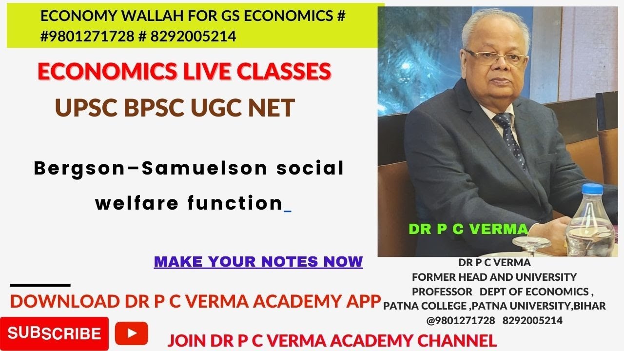 Bergson–Samuelson social welfare function - YouTube