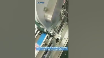 Sachet bags, from disorderly sorter machine, to orderly sorter machine, then, to carton box packing
