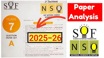 SOF NSO 2025-2026 Class 7 SET A Question Paper with Answer Key | SCIENCE Olympiad Questions#nso2025