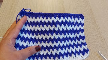 English tutorial video how to crochet zigzag pattern
