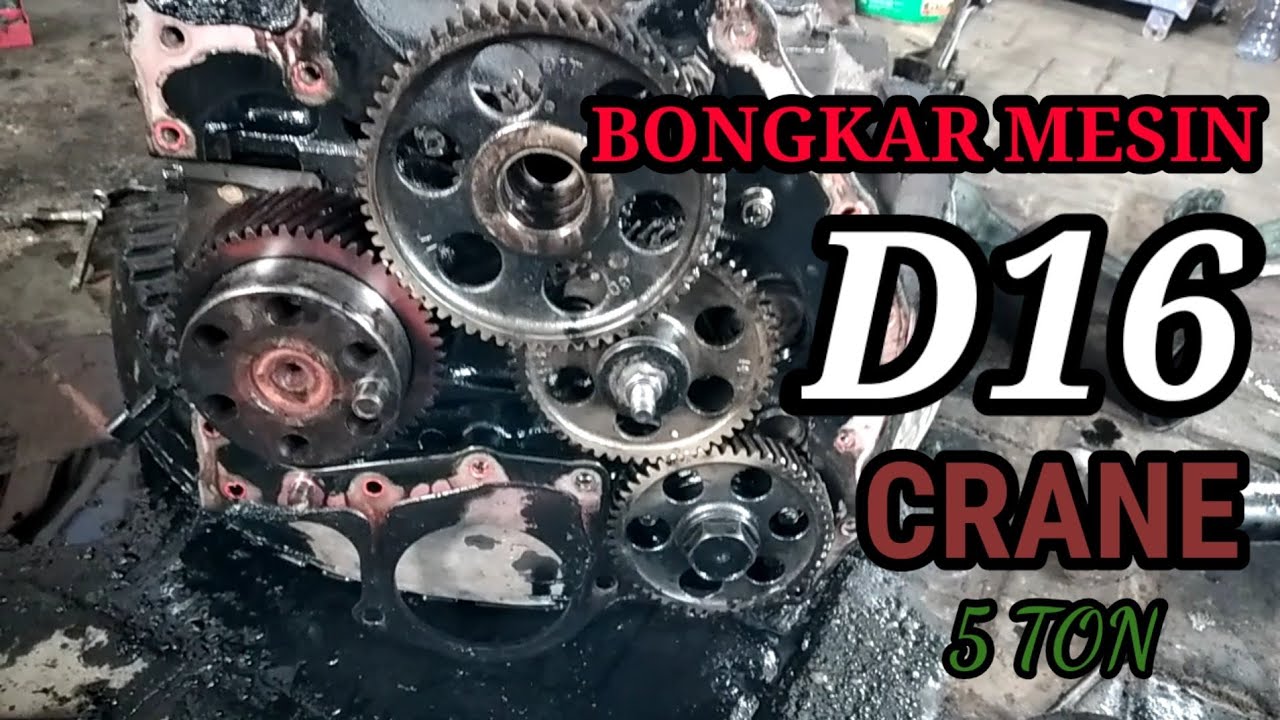 BONGKAR MESIN TRUK  FUSO  CRANE 5 TON D16 ALAT BERAT  YouTube