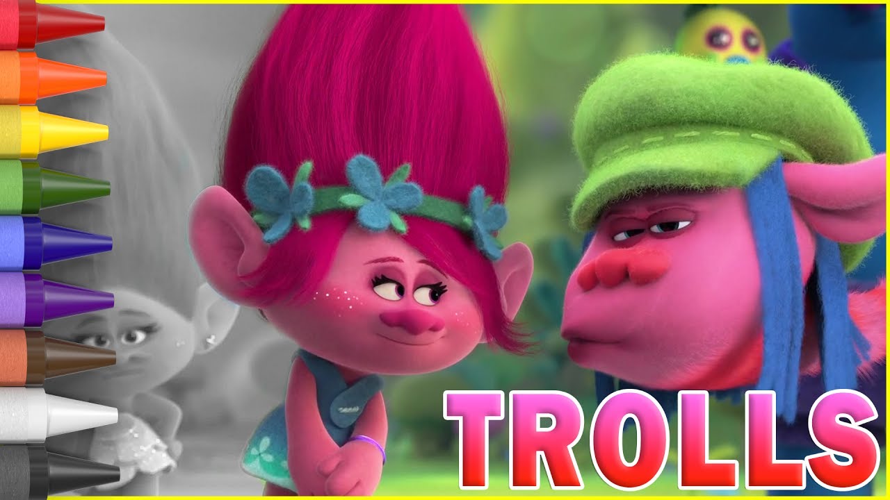 Coloring Trolls Poppy and Cooper - Kids Coloring Book | Coloring Pages ...