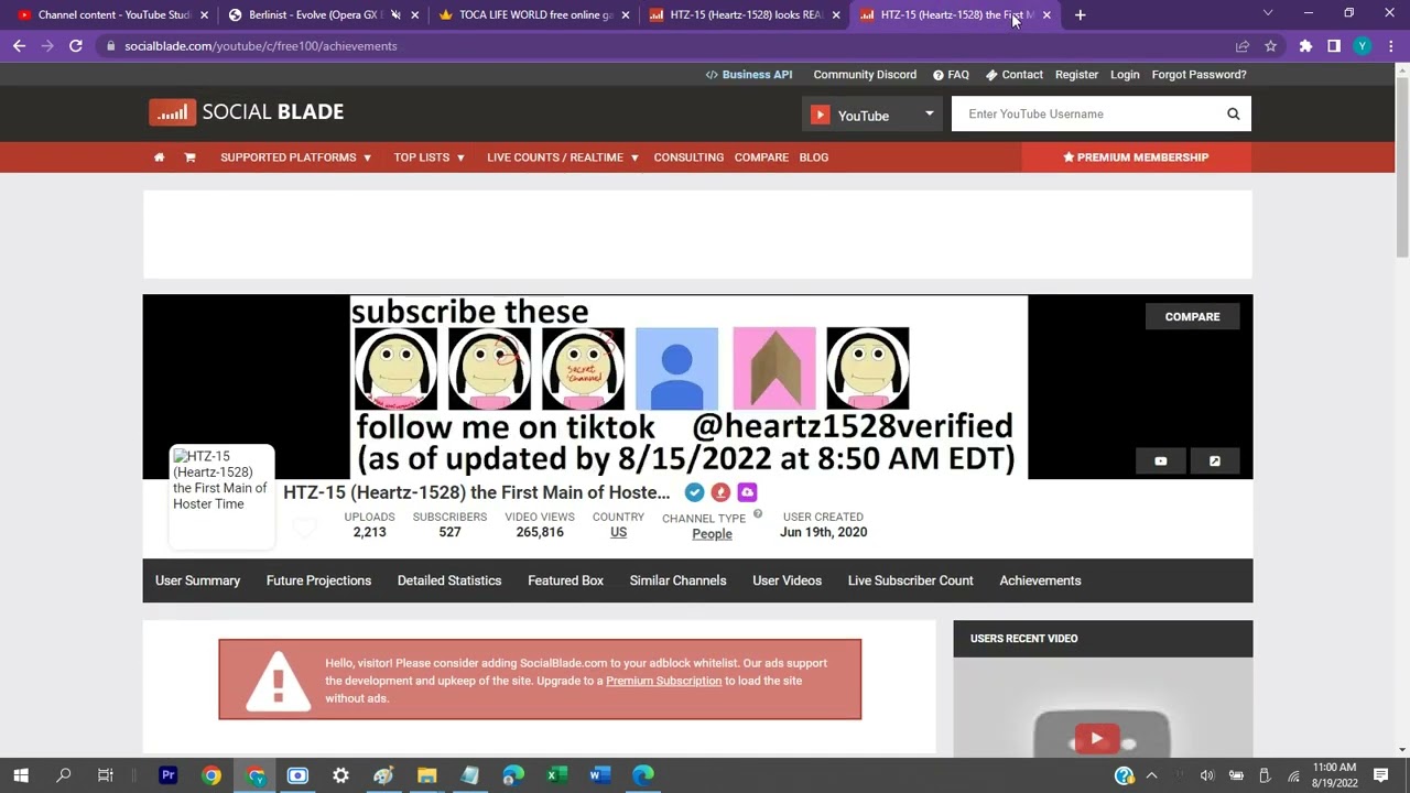 My New YouTube Channel over to SocialBlade is growing population so fast in YouTube and SocialBlade.
