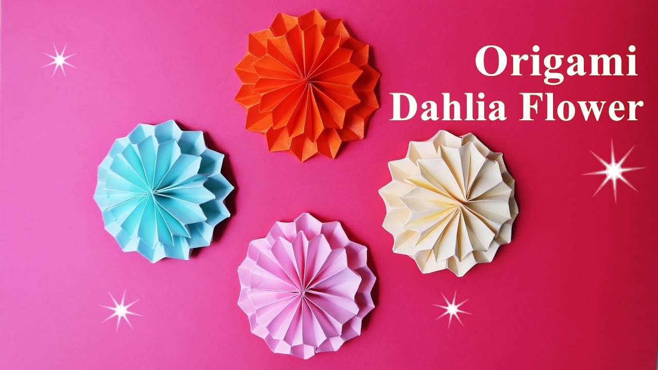 折り紙 ダリア 折り方 夏の折り紙の作り方 立体の花 Origami Dahlia Flower Paper Craft Easy Tutorial Youtube