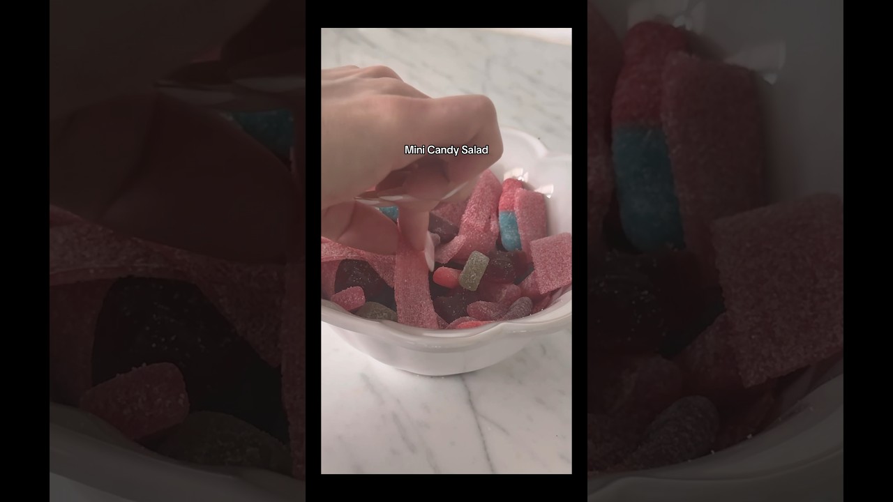 A cloudy day ☁️ ASMR candy salad (that’s semi-healthy) 🍭🍬  