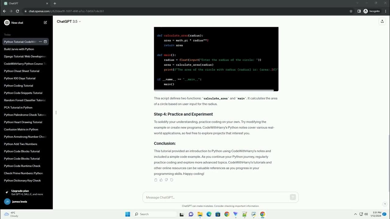 code with harry python notes - YouTube