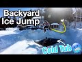 Backyard ICE JUMP OVER huge hole in LAKE