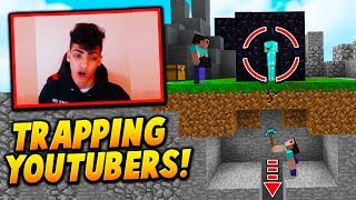 OBSIDIAN CAGE TRAPPING YOUTUBERS! - Minecraft SKYWARS TROLLING (RAGE QUITS!)