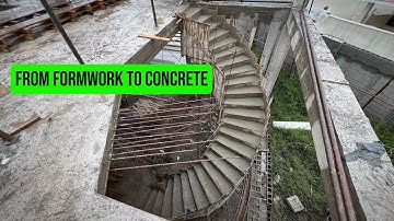 Full Spiral Staircase Build | Formwork, Rebar & Concrete Pouring (Detailed)