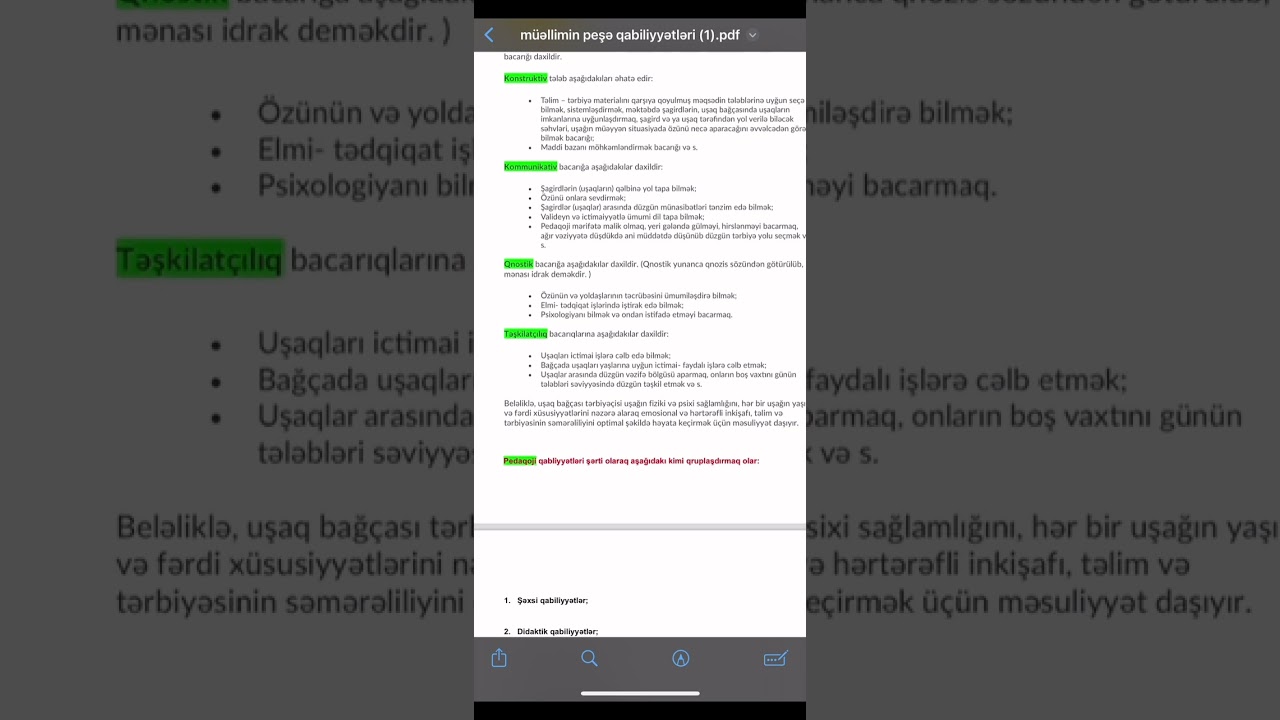 Müəllimin peşə bacarıqları