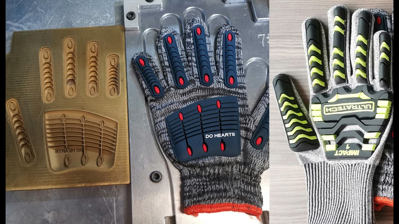 Anti slip rubber silicone glove moulding machine security TPR glove logo embossing machine