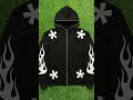 Custom Full Zip Up Hoodie With Distress Embroidery #zipuphoodie #usa #europe #explore #zipup #goth