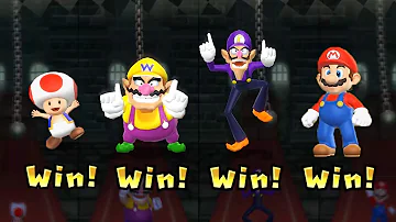 Mario Party 9 - Step It Up #3 - Toad vs Wario Vs Waluigi  vs Mario All Mini Game (Master Difficulty)