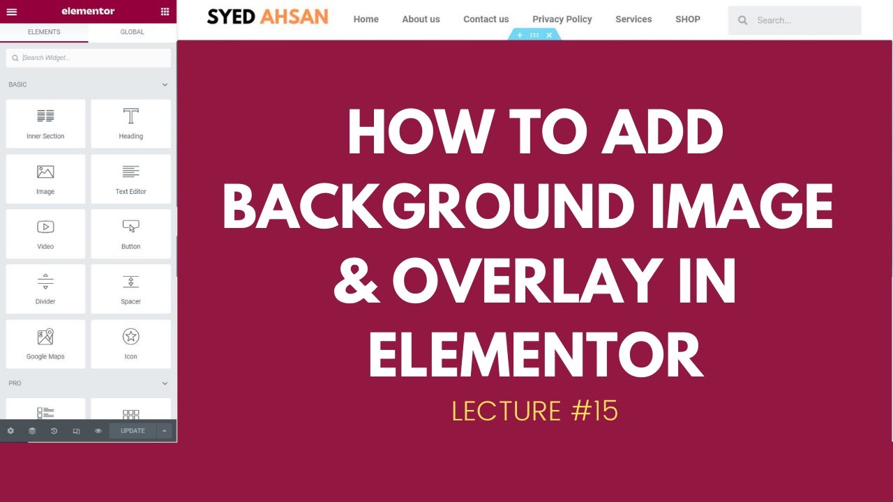 How to Add Background & Overlay in Elementor | Wordpress for Beginners ...