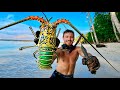 Hunting Solo Giant Lobsters Catch and Cook on My Tropical Island