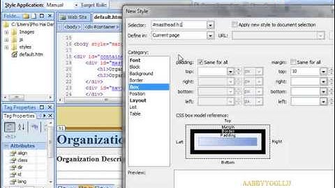 Thiết kế website bằng thẻ div - Expression Web P4