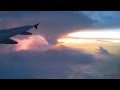 Amazing - Flying into a Thunderstorm at Sunset- Singapore to Perth