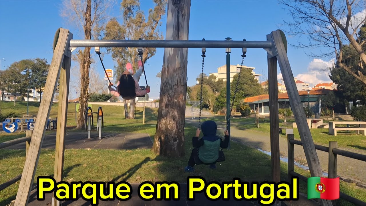 LEVEI MEUS FILHOS NO PARQUE AQUI EM PORTUGAL  🇵🇹