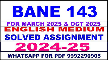 bane 143 solved assignment 2024-25 | bane 143 solved assignment in english 2025 | bane 143 2024-25