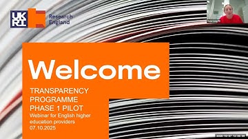 Research England Transparency Pilot webinar 07.10.2025