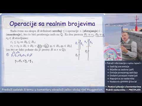 Realni brojevi i osnovna svojstva. Definicija prerezima. Predavanje iz matematike.