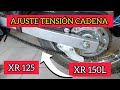 Como estirar tensar ajustar cadena de moto honda xr 150