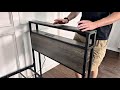 AMERLIFE Twin Size Bed Frame with Storage Headboard &amp; Charging Station, Industrial Metal Platform Be