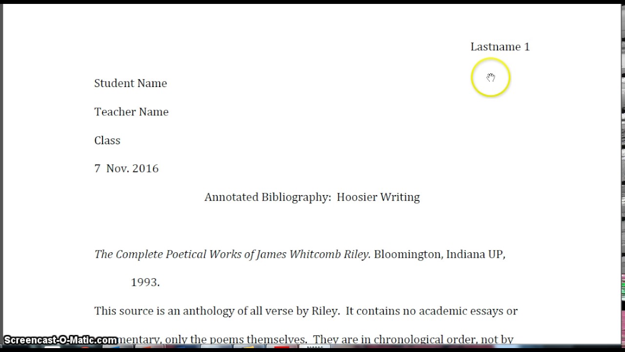 example of an annotated bibliography in mla format