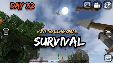 Survival day 32 hunting birds using spear Mini block craft